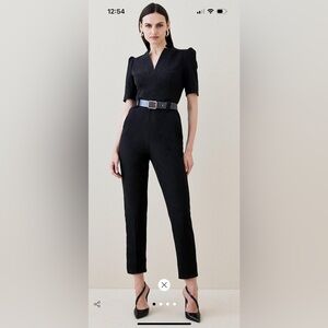 Karen Millen Structured Crepe Belted Jumpsuit